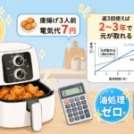 ノンフライヤーと料理別・機種別コスト試算ツールのイラスト